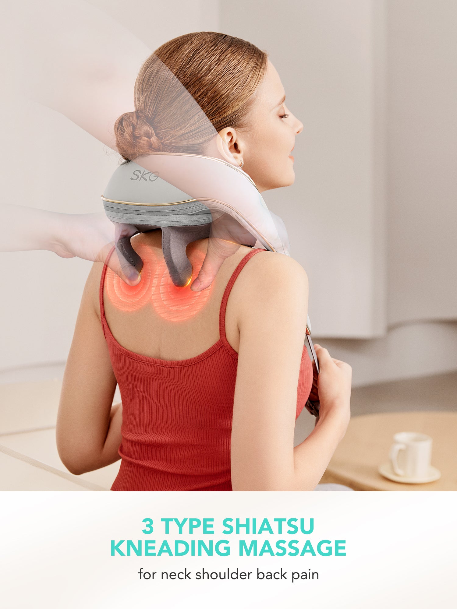 SKG H5 Mini Cordless Shiatsu Neck and Shoulder Massager with Heat