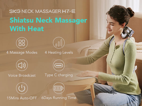 SKG H7 Shiatsu Neck and Shoulder Massager, Neck Massager with Heat