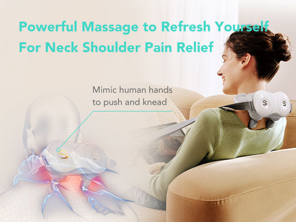 SKG Neck Massager, H7 Shiatsu Neck and Shoulder Massager with Heat for Pain  Relief Deep Tissue, Electric Kneading Massager with 4 Heating Levels and  Massage Modes to Relax at Home, Office, 