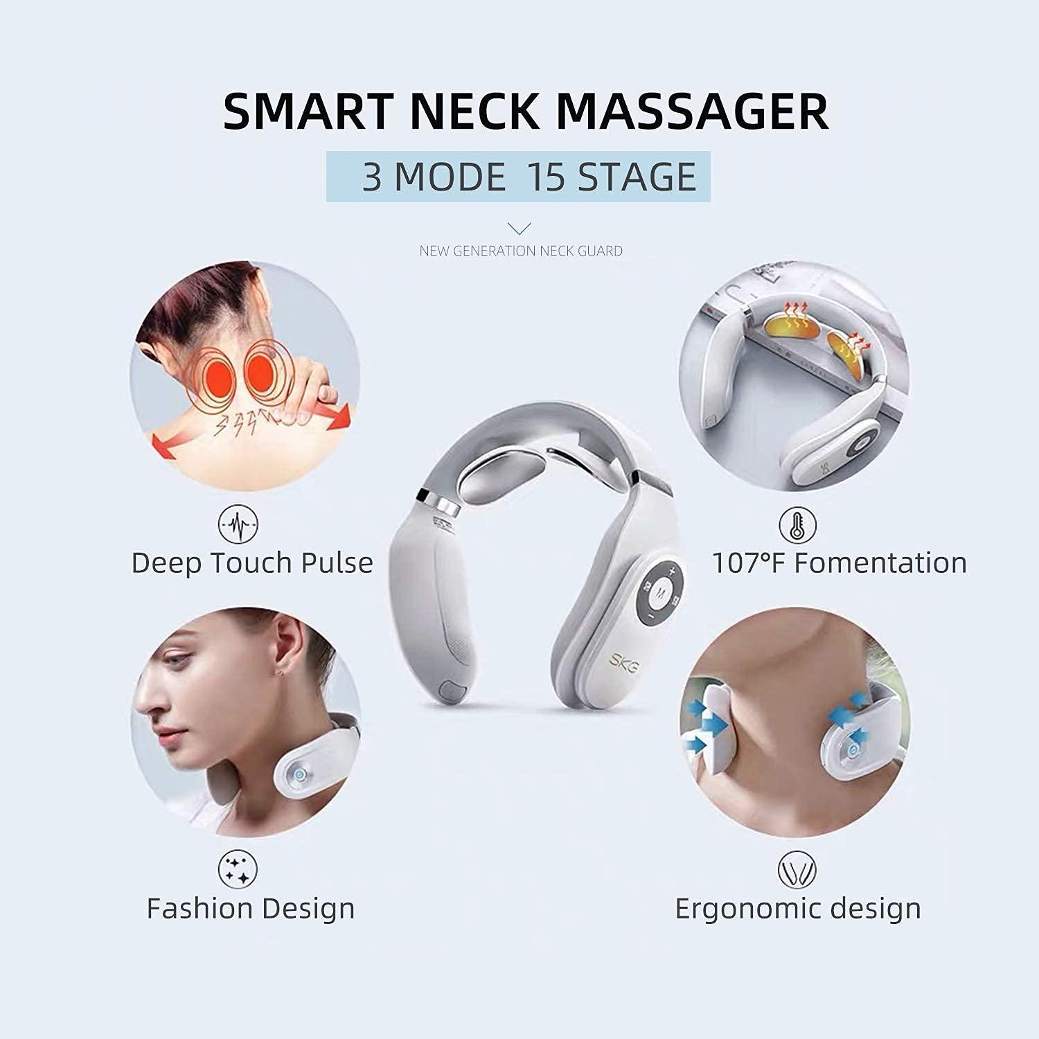 SKG Smart Neck Massager 0.35 lbs Portable Skin-Friendly Wireless Neck  Massage Equipment 8 Times Use (