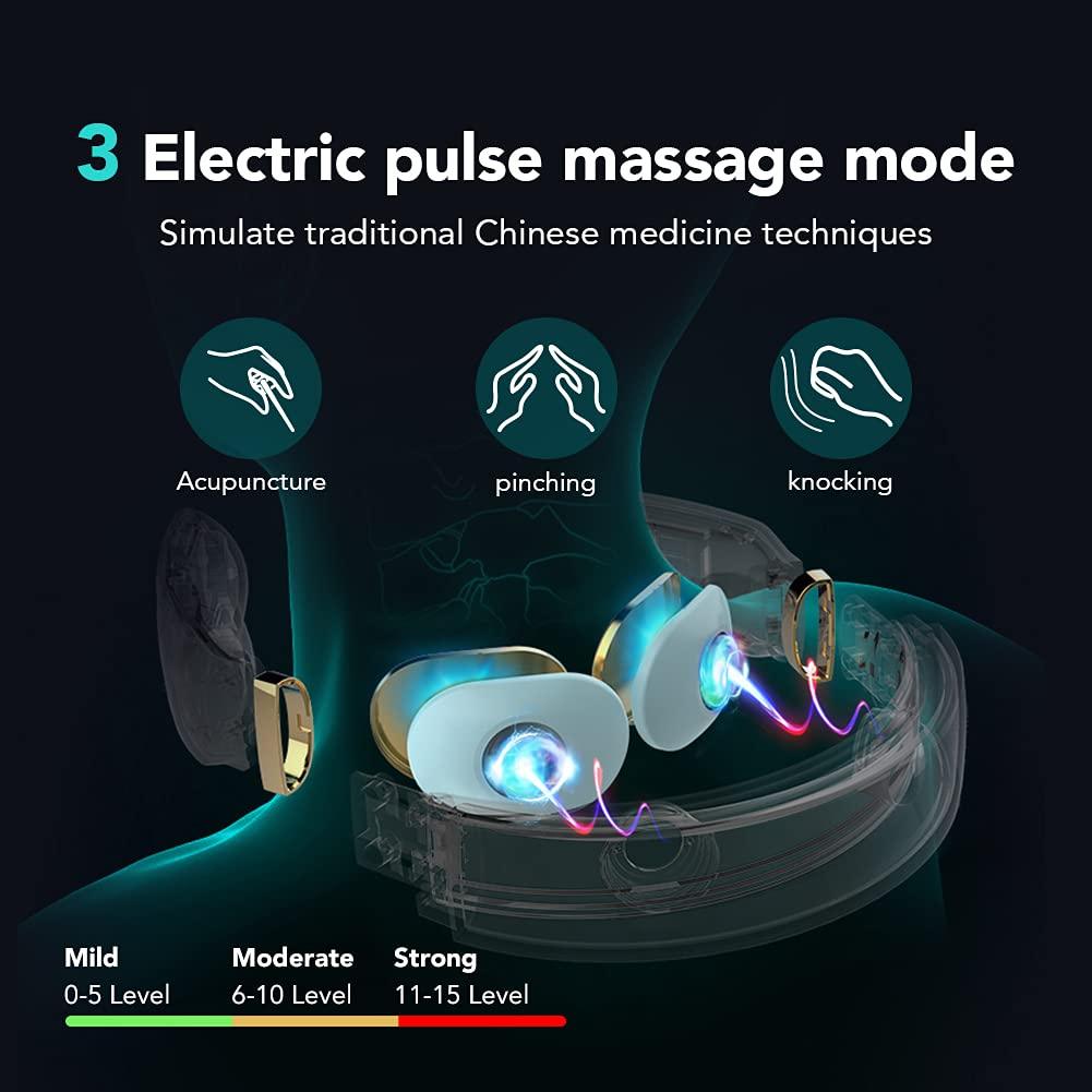 Cordless Electric Pulse Neck Massager With Heat - Relieve Neck