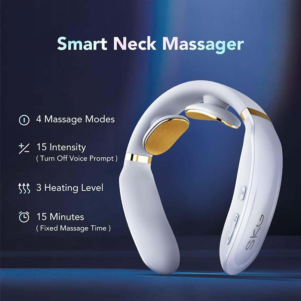 Electric Cordless Neck Massager with Heat for Pain Relief Health Care 4  Modes 9 Levels Massage