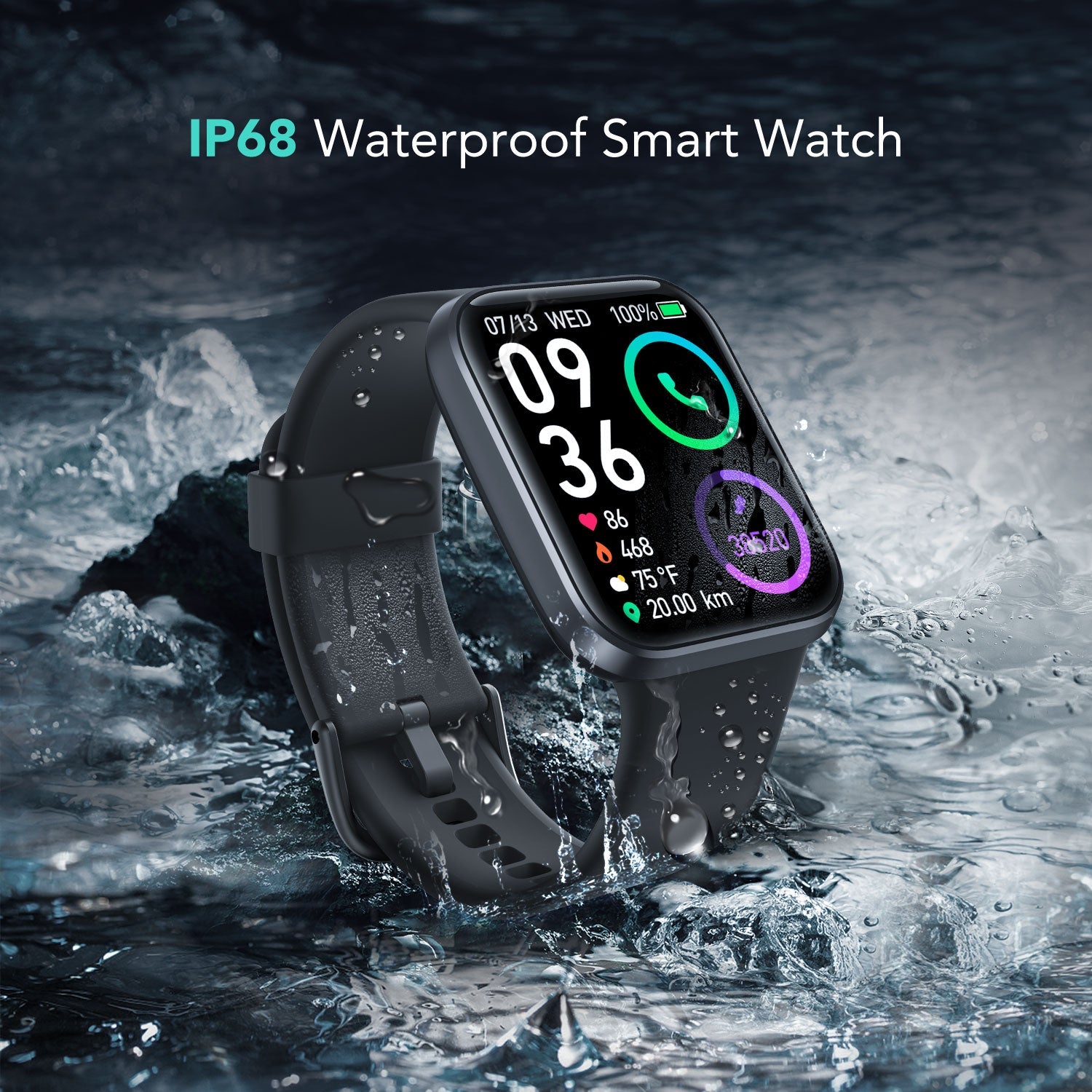 Nerunsa Smart Watch(Answer/Make Call), 1.85 Smartwatch for Men Women IP68  Waterproof, 100+ Sport Modes, Fitness Activity Tracker,Heart
