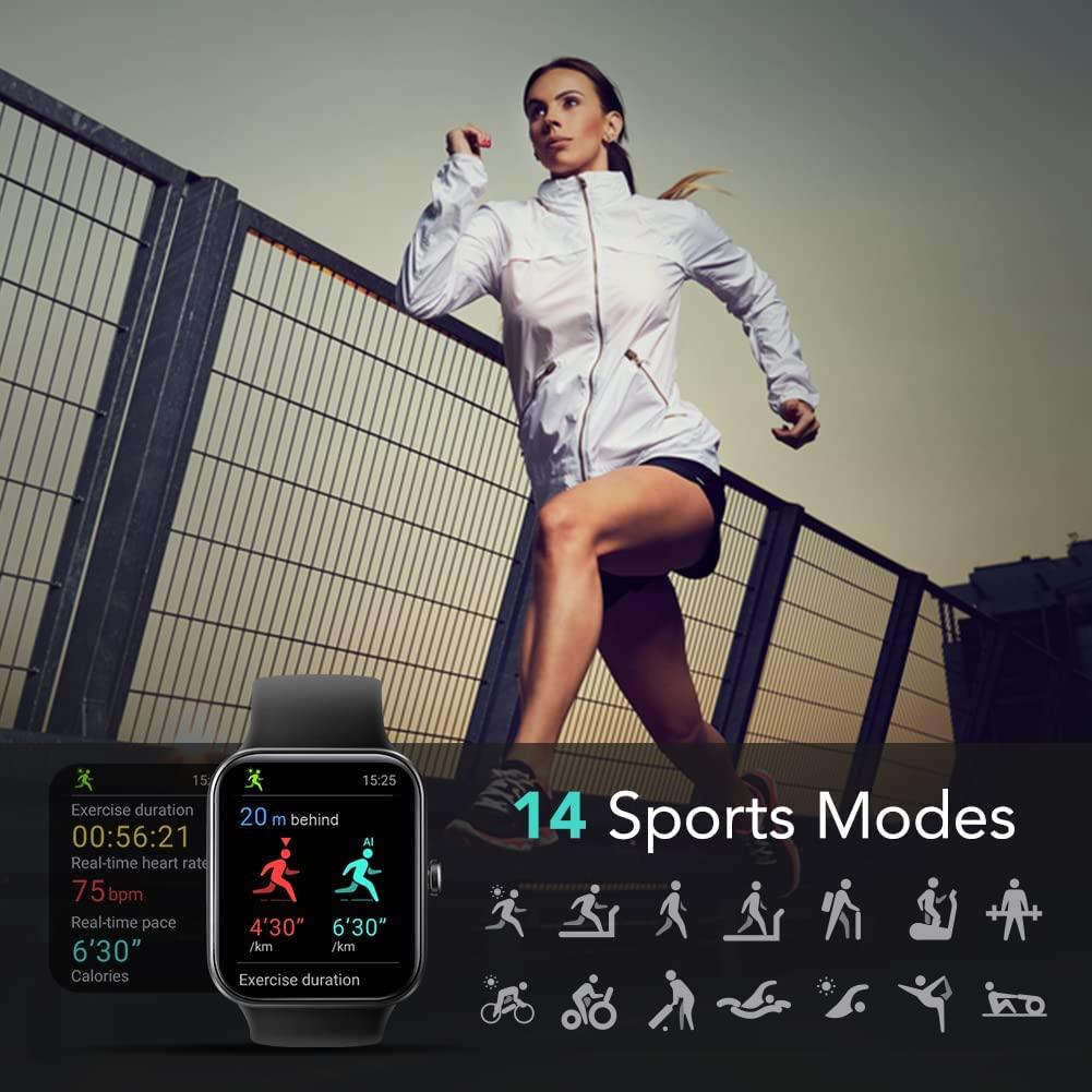 Fitpolo Smart Watch for Men Women,1.8 Touchscreen Fitness Tracker  Bluetooth Call Alexa SpO2 Heart Rate Monitor Sleep Calorie Step Counter  Waterproof